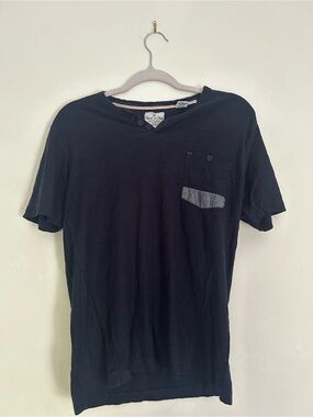 Men’s Thread & Cloth Navy Slub Cotton Short-Sleeve Pocket Tee with Contrast Trim